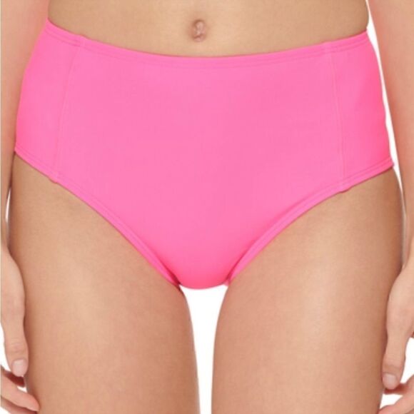 DKNY Seamed High-Waist Bikini Swim Bottom Neon Pink, swimwear, swimsuit New M - Picture 8 of 10